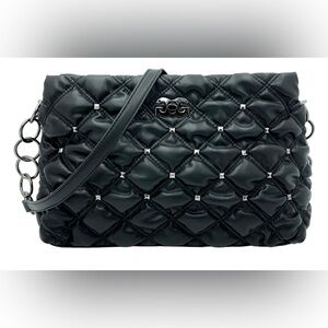 Gilda Paris Black Waffle Quilted Studded Crossbody/Shoulder Bag w/Strap NWT!🖤